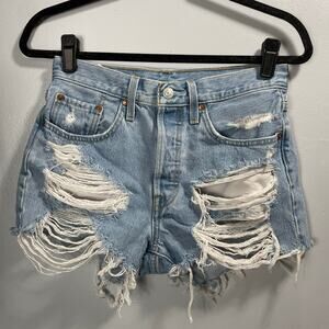 Levi's Distressed Short Shorts Button Fly 501 Women's Waist26